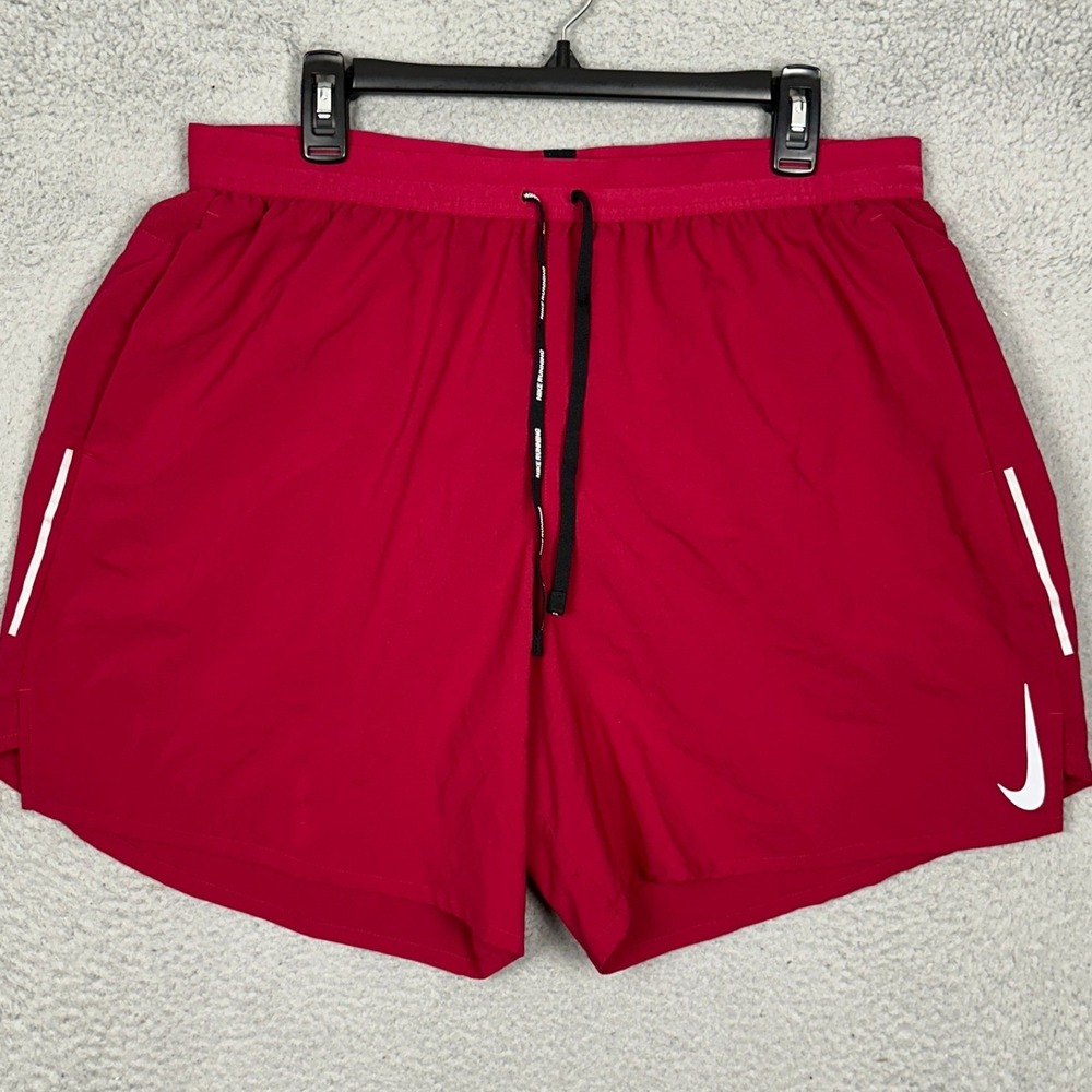 Nike Running Shorts Mens 2XL Dri-FIT Red 5 Inch Inseam Athletic Drawstring EUC